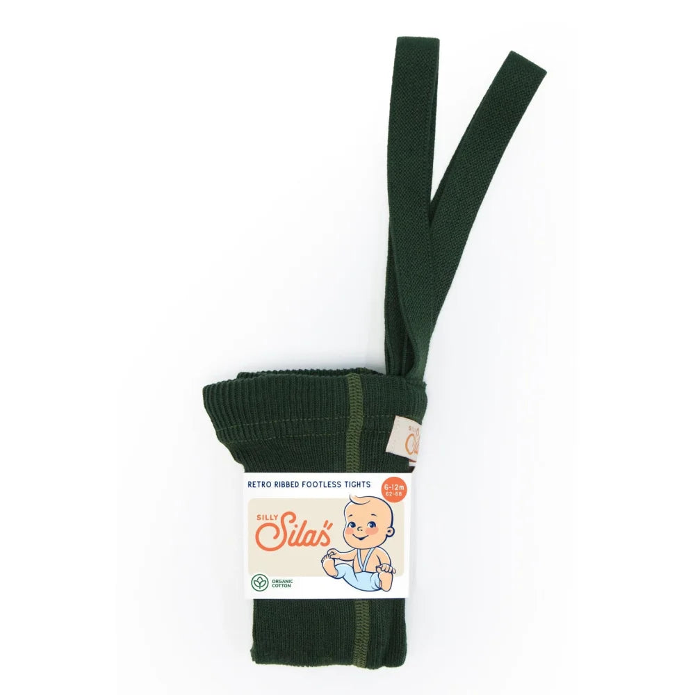 Dunkelgrüne Strumpfhosen mit Träger und Verpackung im Produkt Dark Forest Green