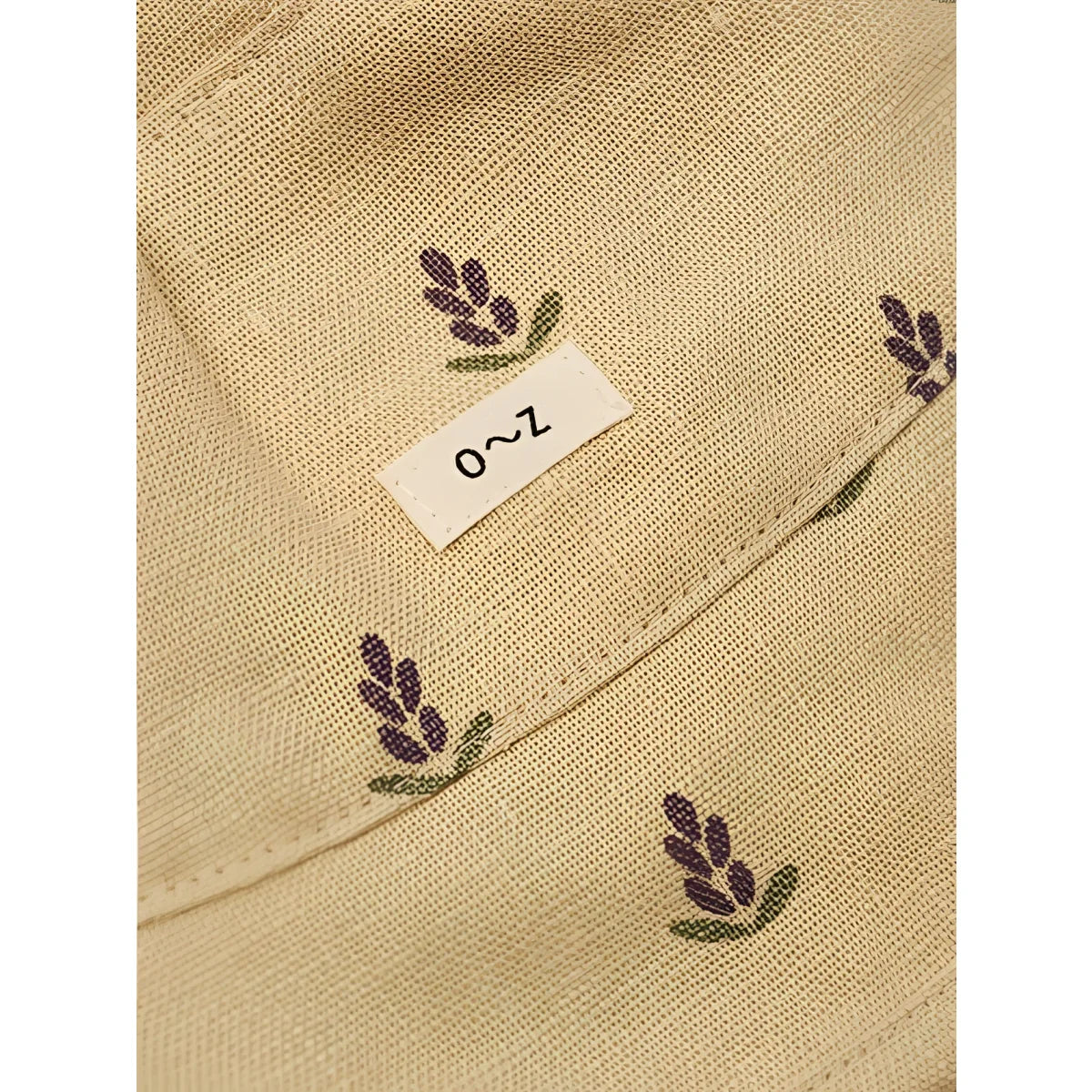 Beige Leinen-Bucket-Hut Sun Hat Bucket mit Lavendel-Bloom-Print