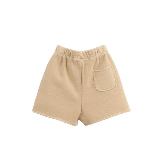 Beige Baumwoll-Shorts mit elastischem Bund und Seitentasche von Skin