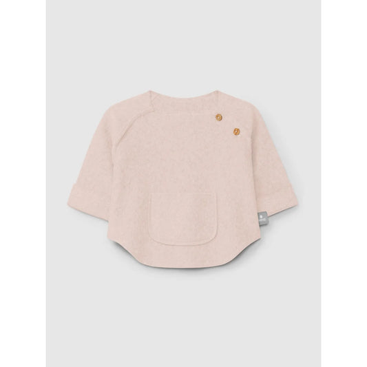 Blush pink fleece baby top mit Fronttasche und dekorativen Schulterknöpfen