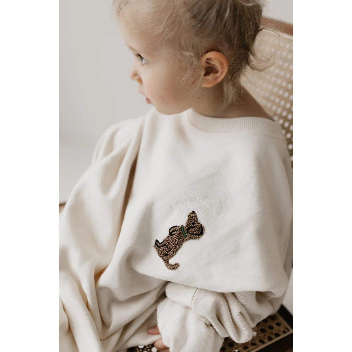 Weißes Sweatshirt mit dekorativem Schleifenbrosche im Produkt Sweater Kids Puppy