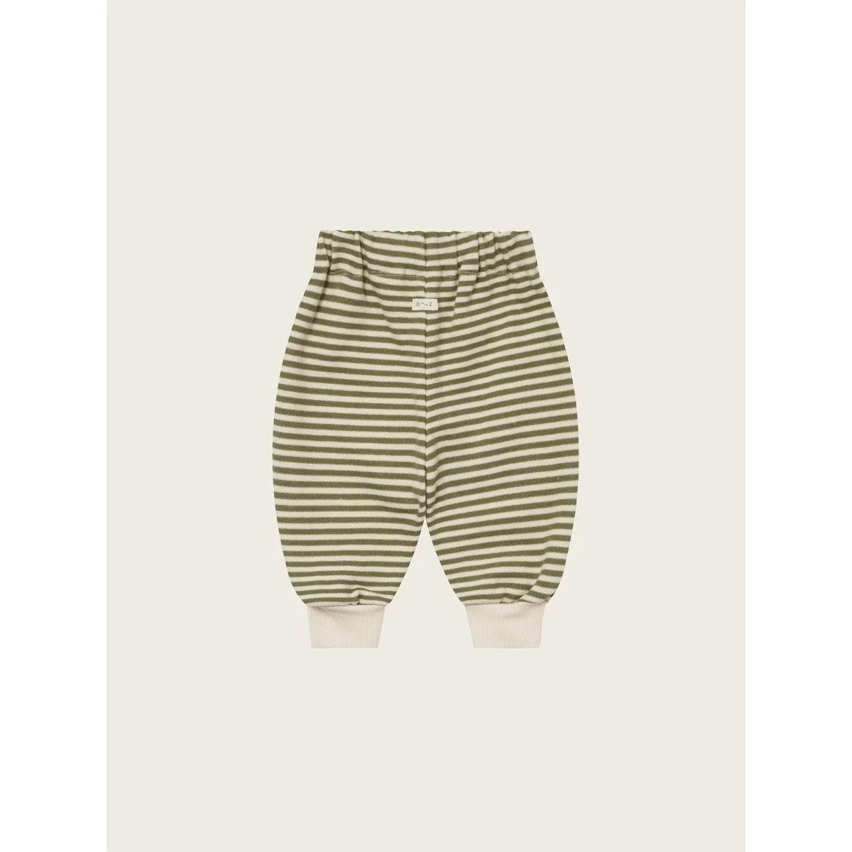 Baby-Strickhose in grün beigen Streifen mit elastischen Bündchen für Komfort