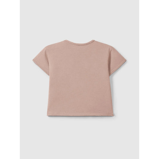 Old pink T-Shirt mit Stickerei, weiches Blush Rosa Crop-Top
