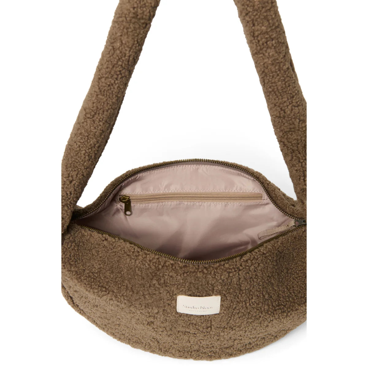 Gemütliche Taupe-Teddy-Mini-Crossbody-Tasche Braun