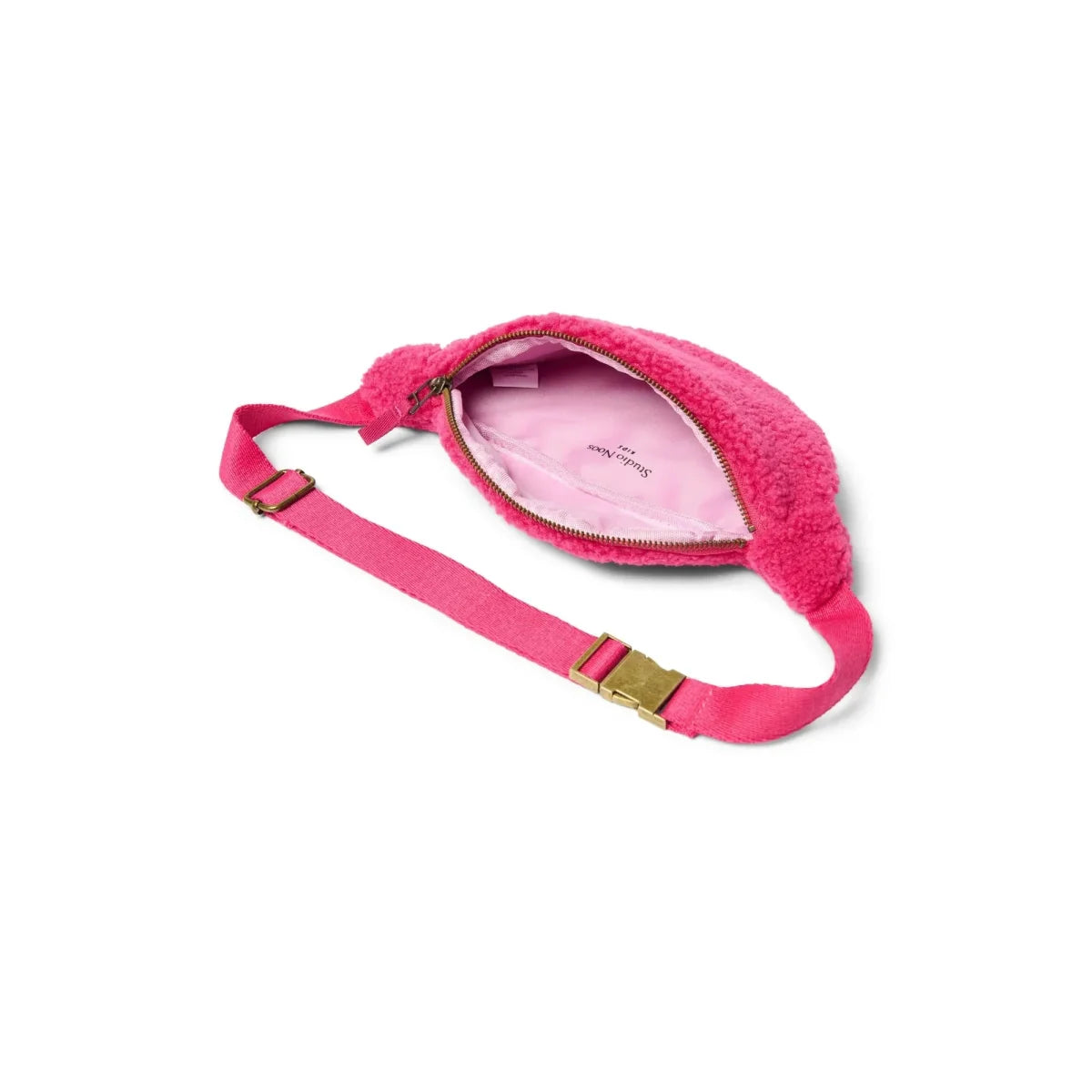 Helle pinke Teddy Mini Fanny Pack mit flauschiger Oberfläche und verstellbarem Riemen