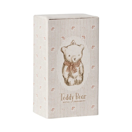 Box mit Teddy-Bär-Illustration für Teddybär Christmas Anhänger in Off white/Rose