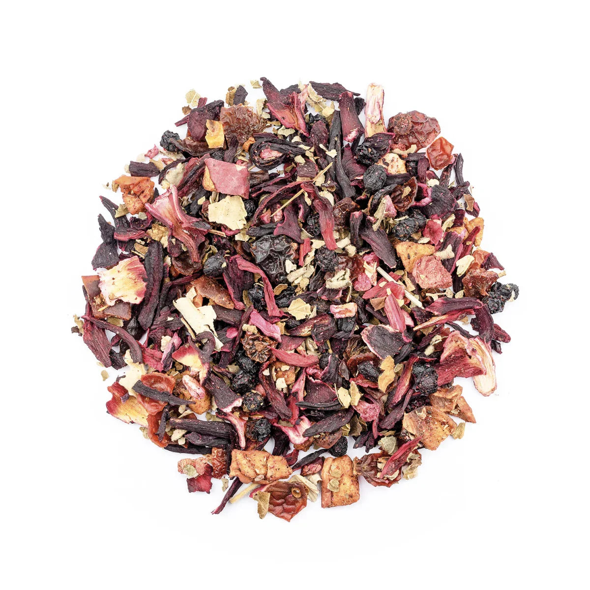 Bunte Mischung aus getrocknetem Hibiskus, Cranberries und Zitrus für Tee Alles Liebe für dich 35g