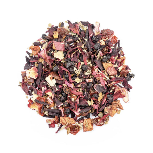 Bunte Mischung aus getrocknetem Hibiskus, Cranberries und Zitrus für Tee Alles Liebe für dich 35g