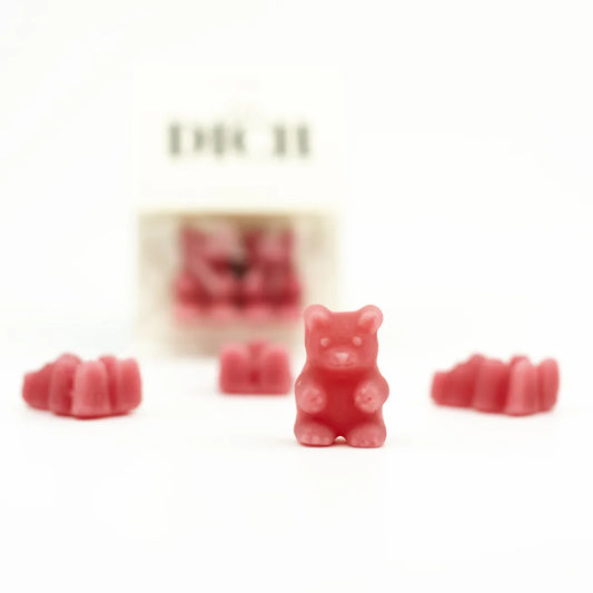 Transluzenter pinker Gummibär in nachhaltiger Babykleidung Schweiz, 2 Stk