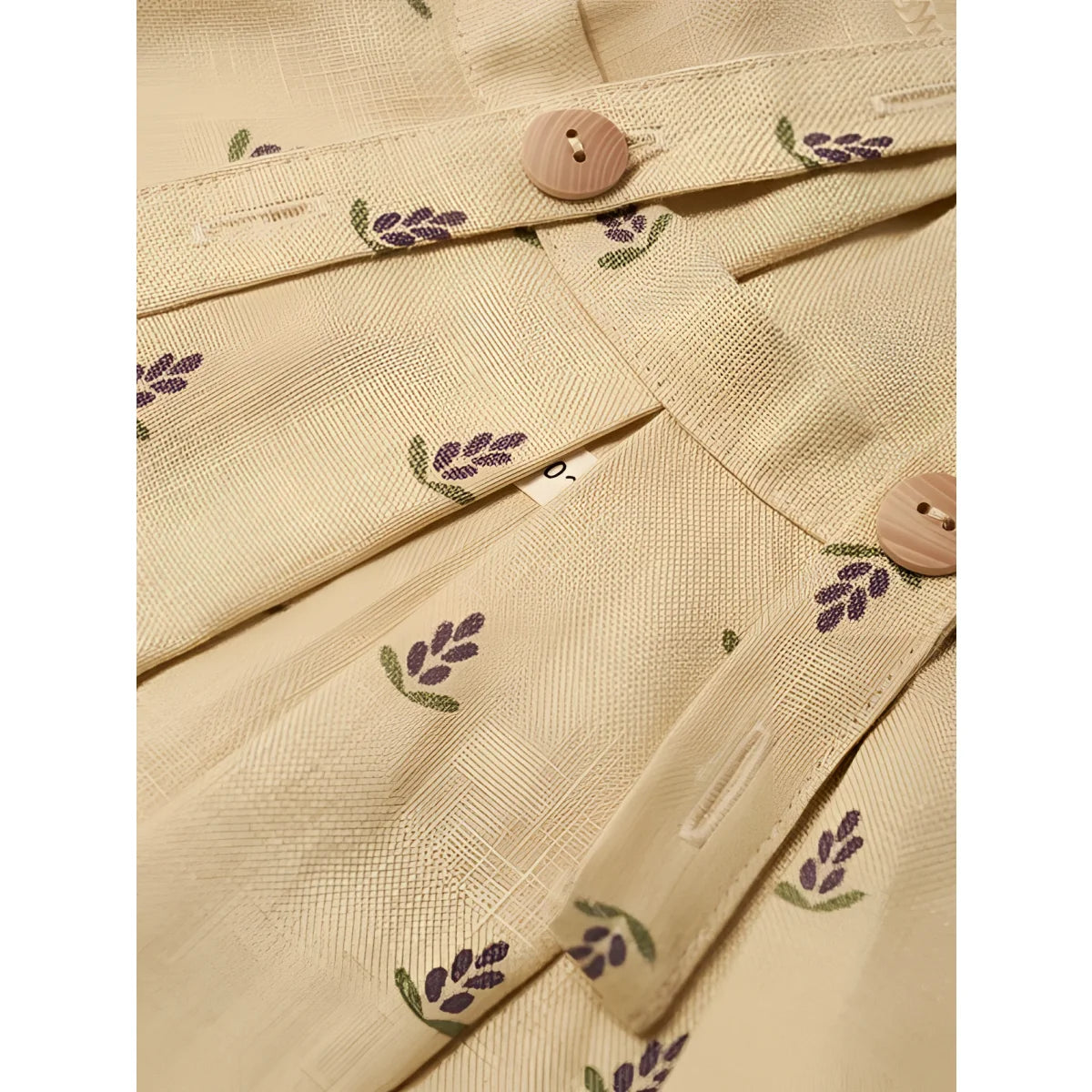 Beige Leinenhemd mit dezentem Blattmuster in Lila/Grün, Tribe Skirt Lavender Bloom