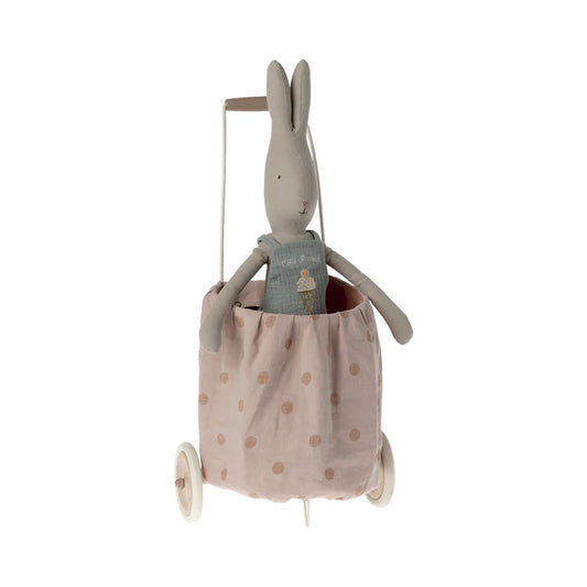 Plüschhase im rosa Punktewagen, Produkt Trolley in der Farbe Rosa