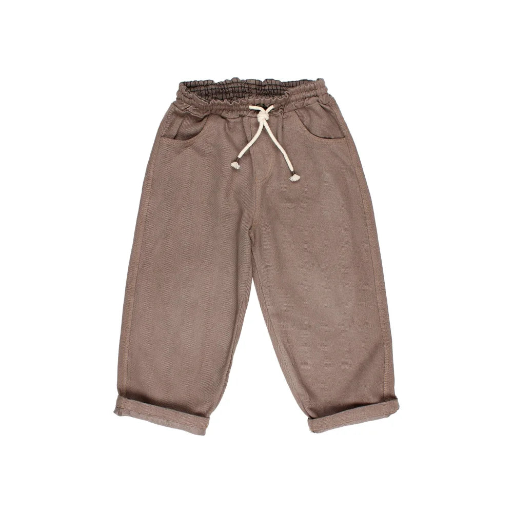 Braune Cordhosen mit Kordelzug, Teil des Produkts Twill Pants Taupe