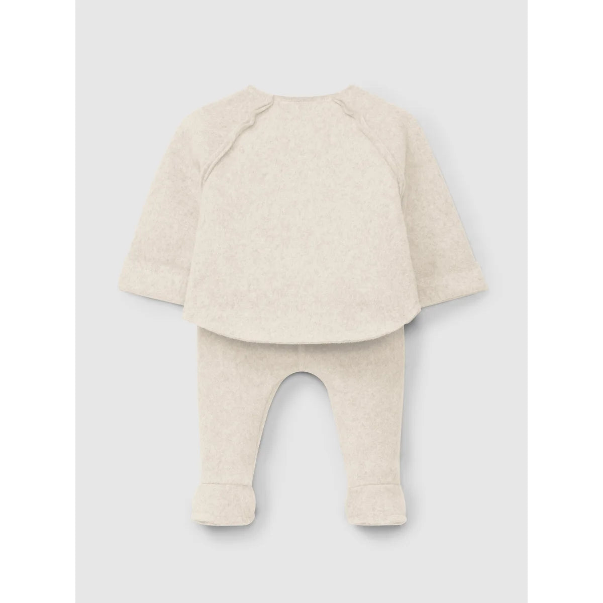Himmlisch cremfarbener Neugeborenen-Overall mit langärmligem Oberteil und Fußhosen