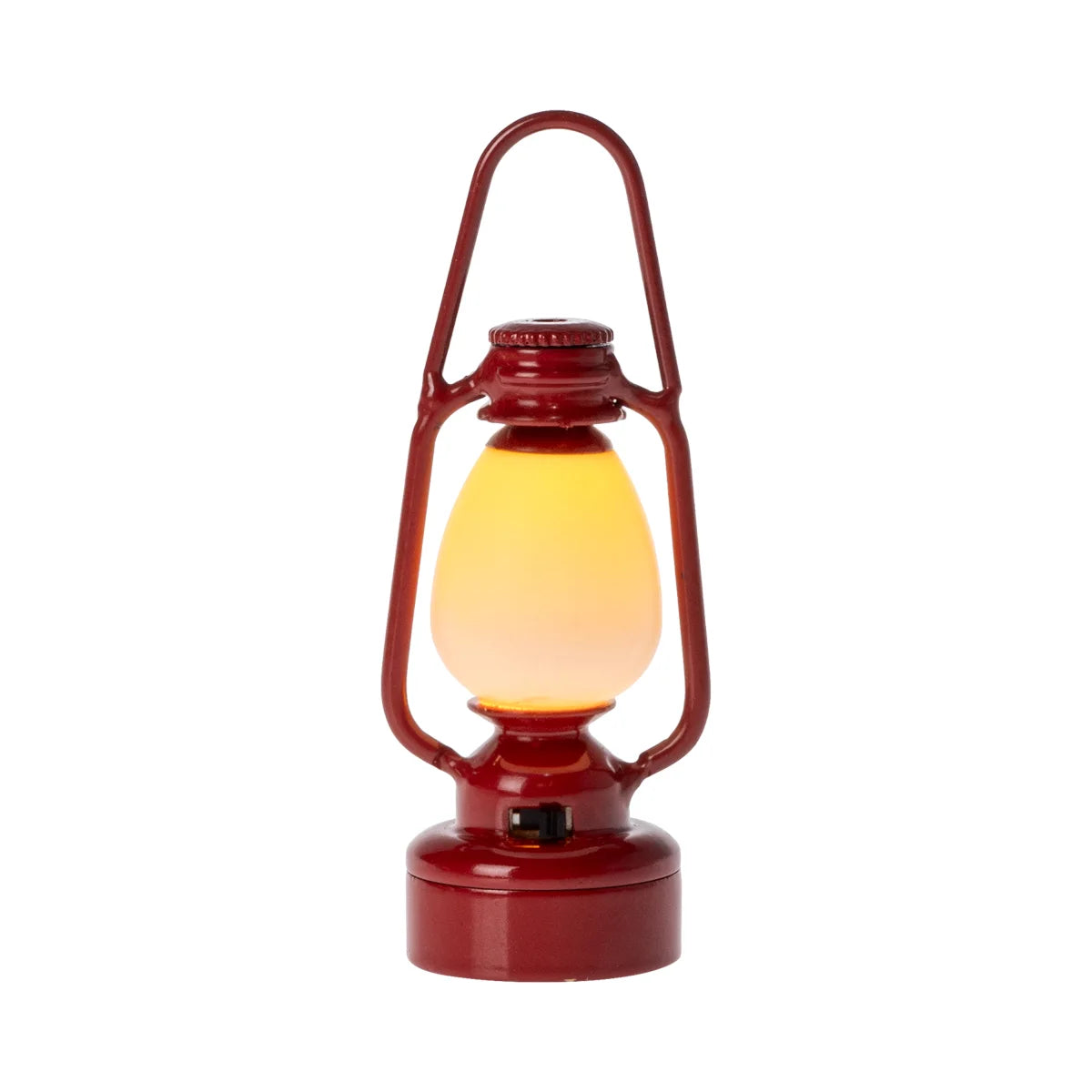 Rote Laterne mit warmem gelben Licht im Vintage Laterne Maus Rot Design