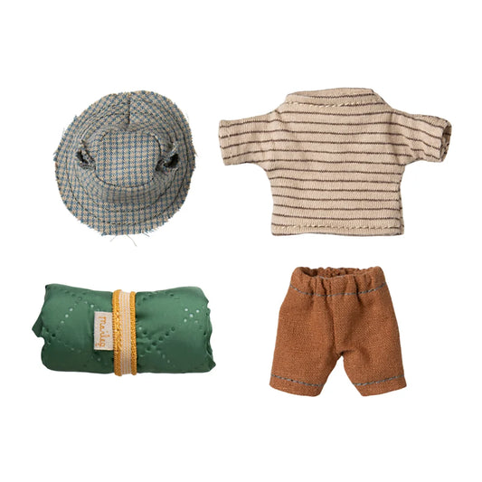 Miniaturkleidung und Decke für Wandermaus Grosser Bruder in dünnen Streifen