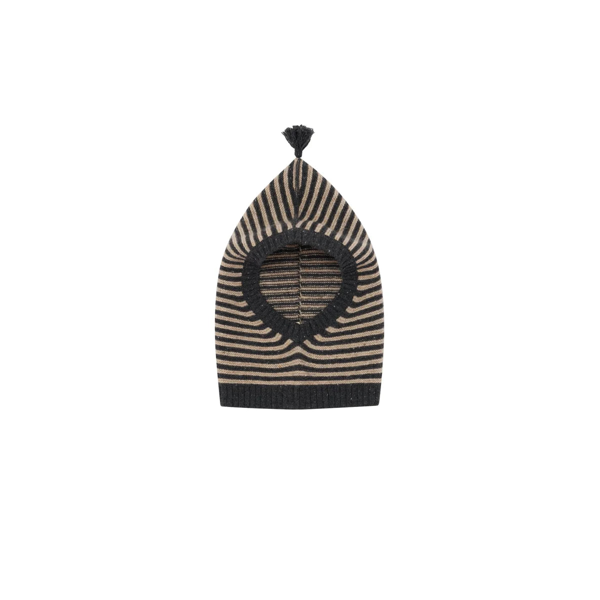 Organic Zoo Wool Balaclava Charcoal Stripes Detail