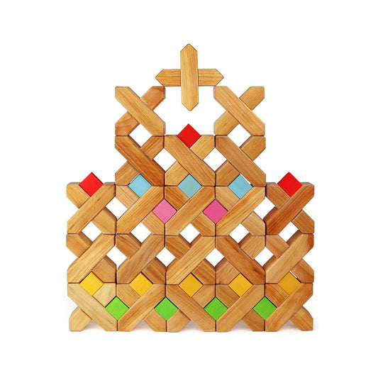 Holz-Lattengerüst-Bausteine für kreatives Spiel, X-Bricks 16 Stück