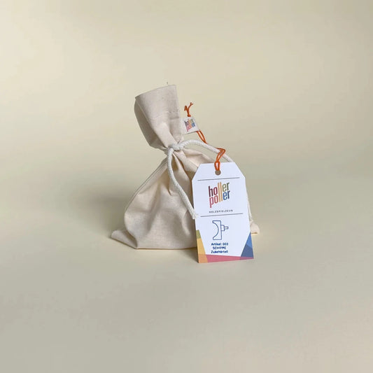Holler Poller Zubehör SCHIPPE, Verpackung im Baumwollbeutel mit orangem Band und Etikett