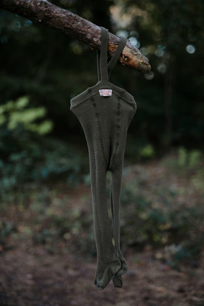 Strumpfhose mit Träger Footed | Olive