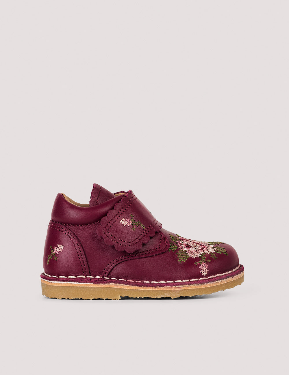 Rose Scallop Velcro Boot | Fuschia