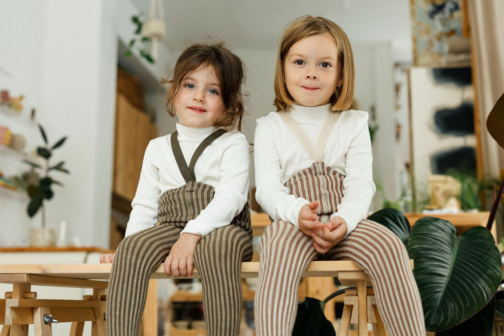 Strumpfhose mit Träger Footless | Granola x Cream Striped