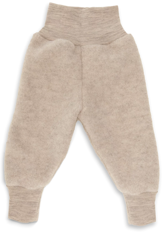 Culotte bébé en polaire de laine avec cordon ombilical | coloris sable chiné