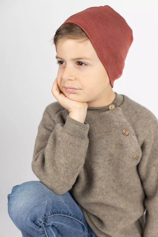 Pull en polaire mérinos | coloris noyer chiné