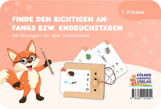Lochkasten Kartensatz Anfangs- + Endbuchstaben vom Kölner Lernspielverlag