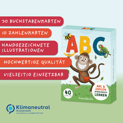 Rückseiten der Buchstabenkarten ergeben einen Regenbogen