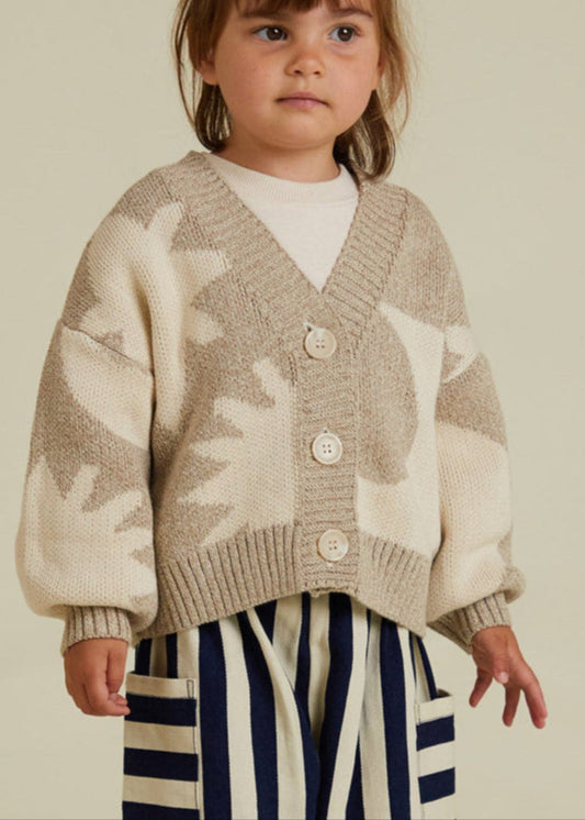 Abstract Neutral Moon Star Cardigan