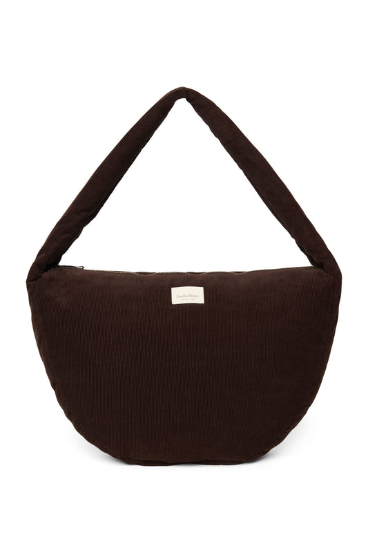 Rib Puffy Cross Body Bag | Dark Brown