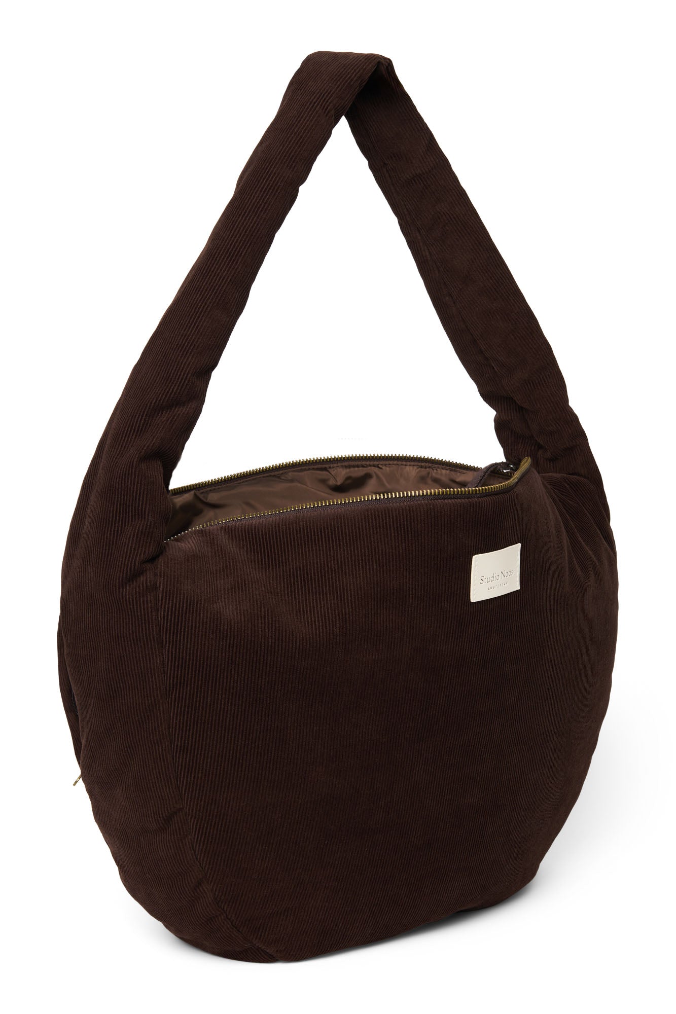 Rib Puffy Cross Body Bag | Dark Brown