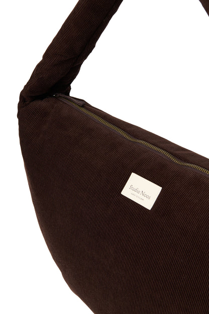 Rib Puffy Cross Body Bag | Dark Brown