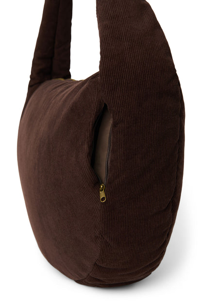 Rib Puffy Cross Body Bag | Dark Brown