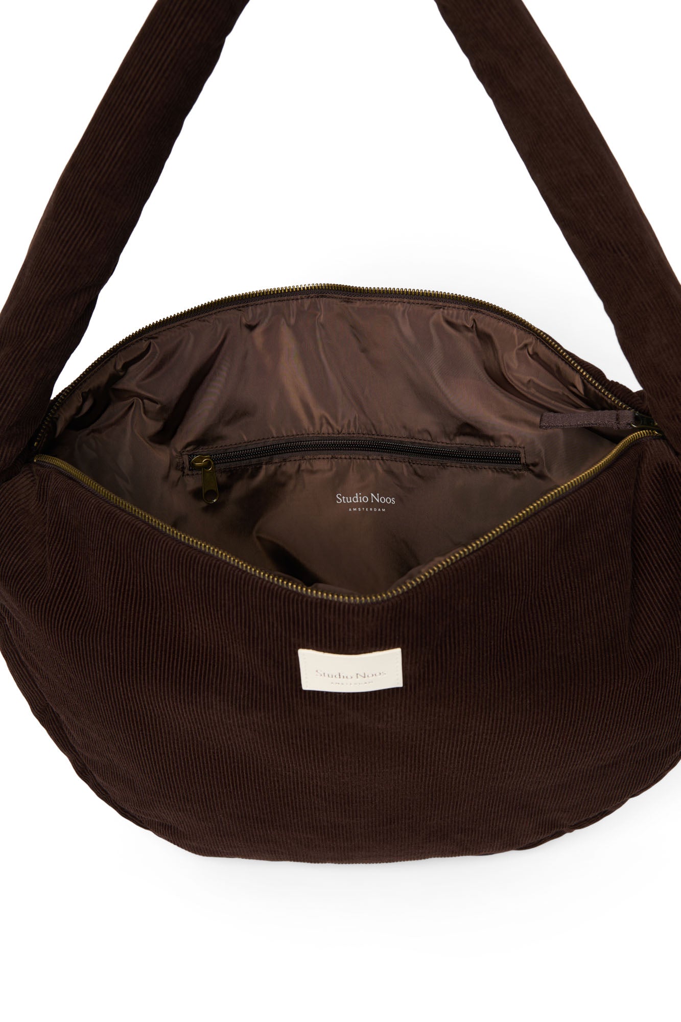 Rib Puffy Cross Body Bag | Dark Brown