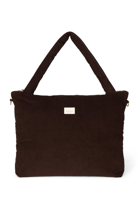 Rib Puffy Mom Diaper Bag | Dark Brown