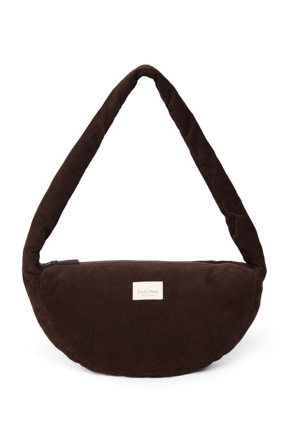 Rib Puffy Mini Cross Body Bag | Dark Brown