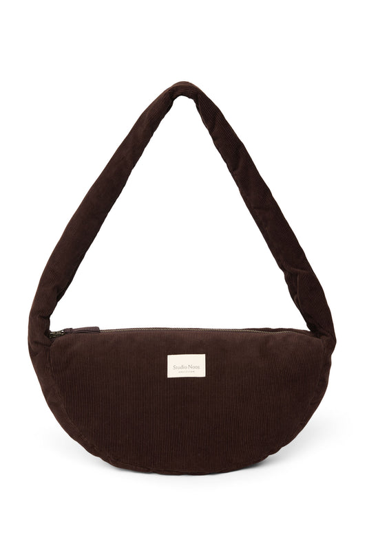Rib Puffy Mini Cross Body Bag | Dark Brown