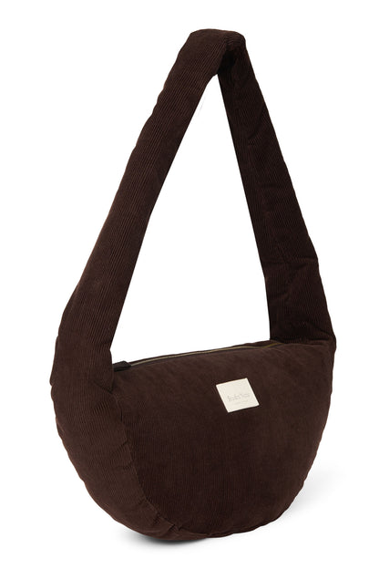 Rib Puffy Mini Cross Body Bag | Dark Brown