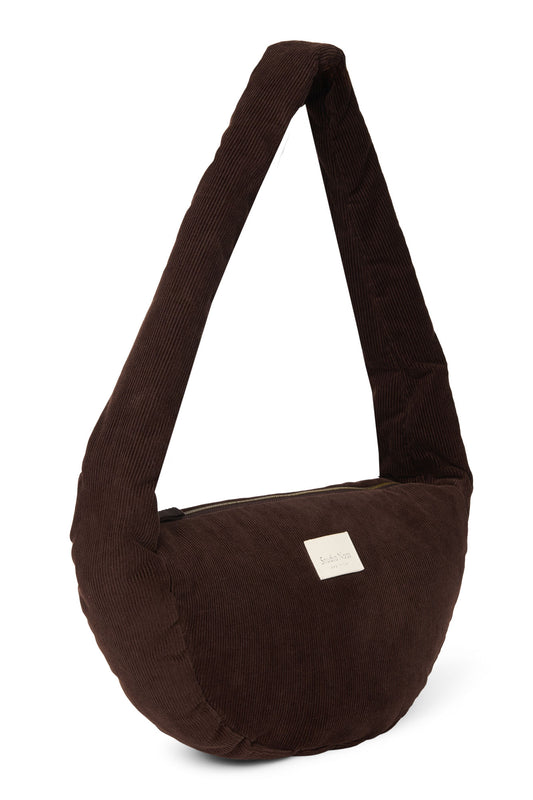 Rib Puffy Mini Cross Body Bag | Dark Brown