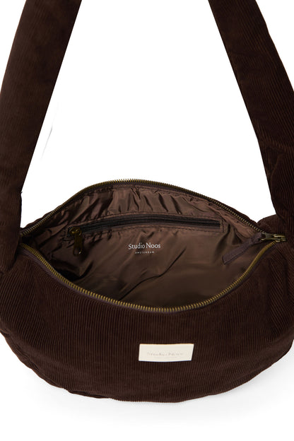 Rib Puffy Mini Cross Body Bag | Dark Brown