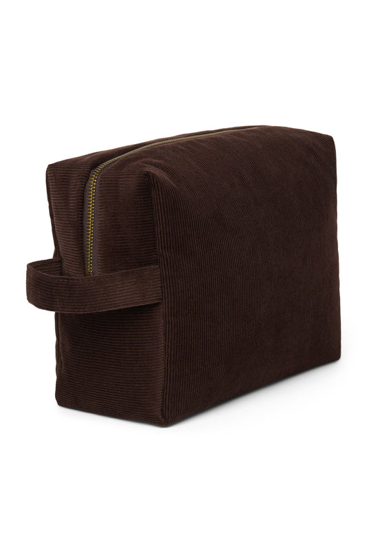 Rib Puffy Toiletry Bag | Dark Brown
