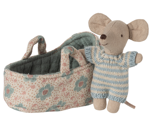 Babymaus in Tragetasche | Blau