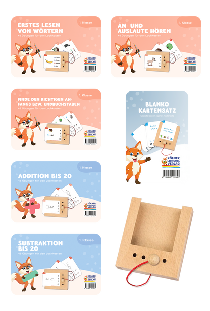 Lochkasten Set für die 1. Klasse mit 6 Kartensätzen vom Kölner Lernspielverlag