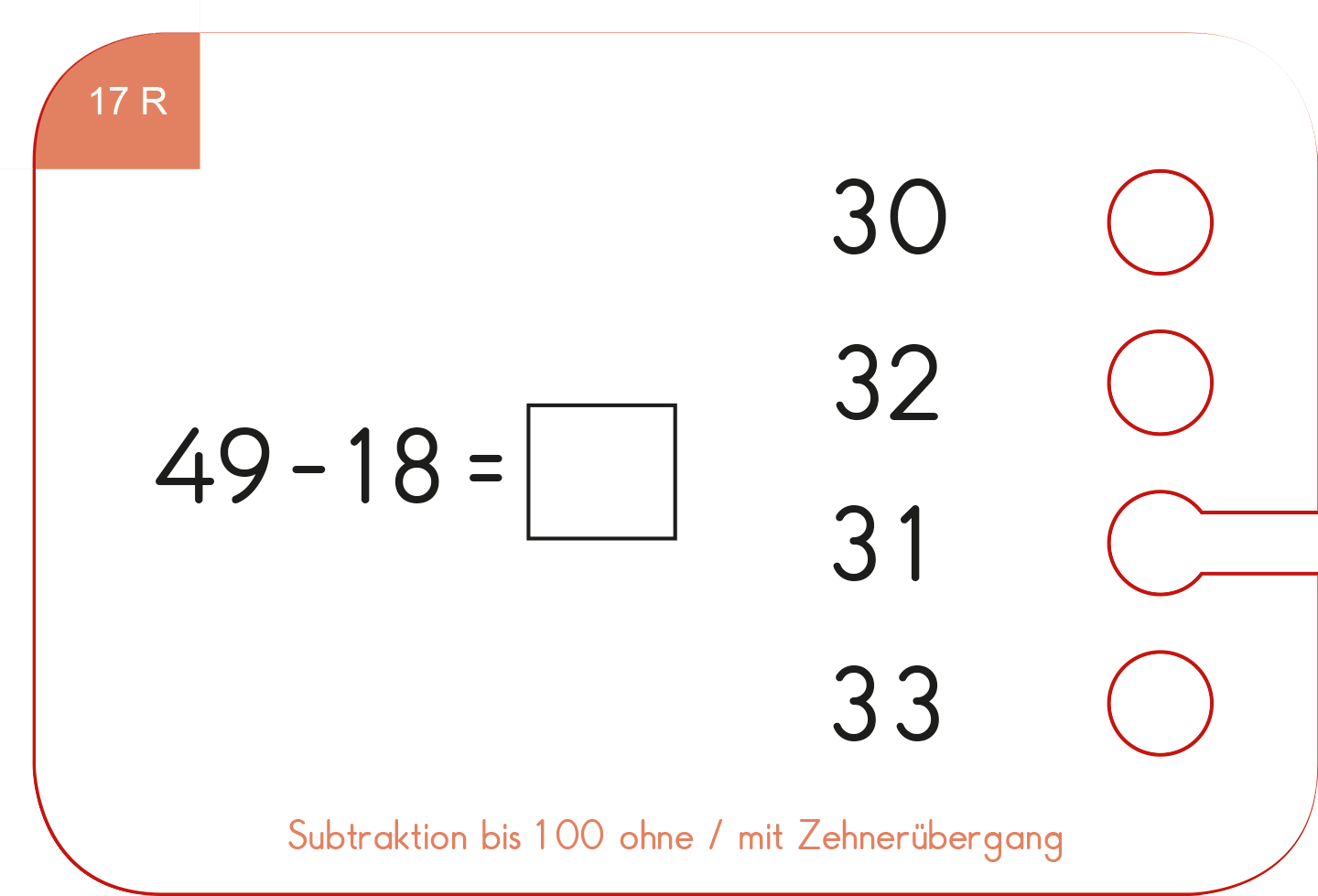 Lochkasten Kartensatz Subtraktion bis 100 vom Kölner Lernspielverlag - Detailansicht 2