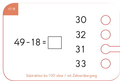 Lochkasten Kartensatz Subtraktion bis 100 vom Kölner Lernspielverlag - Detailansicht 2
