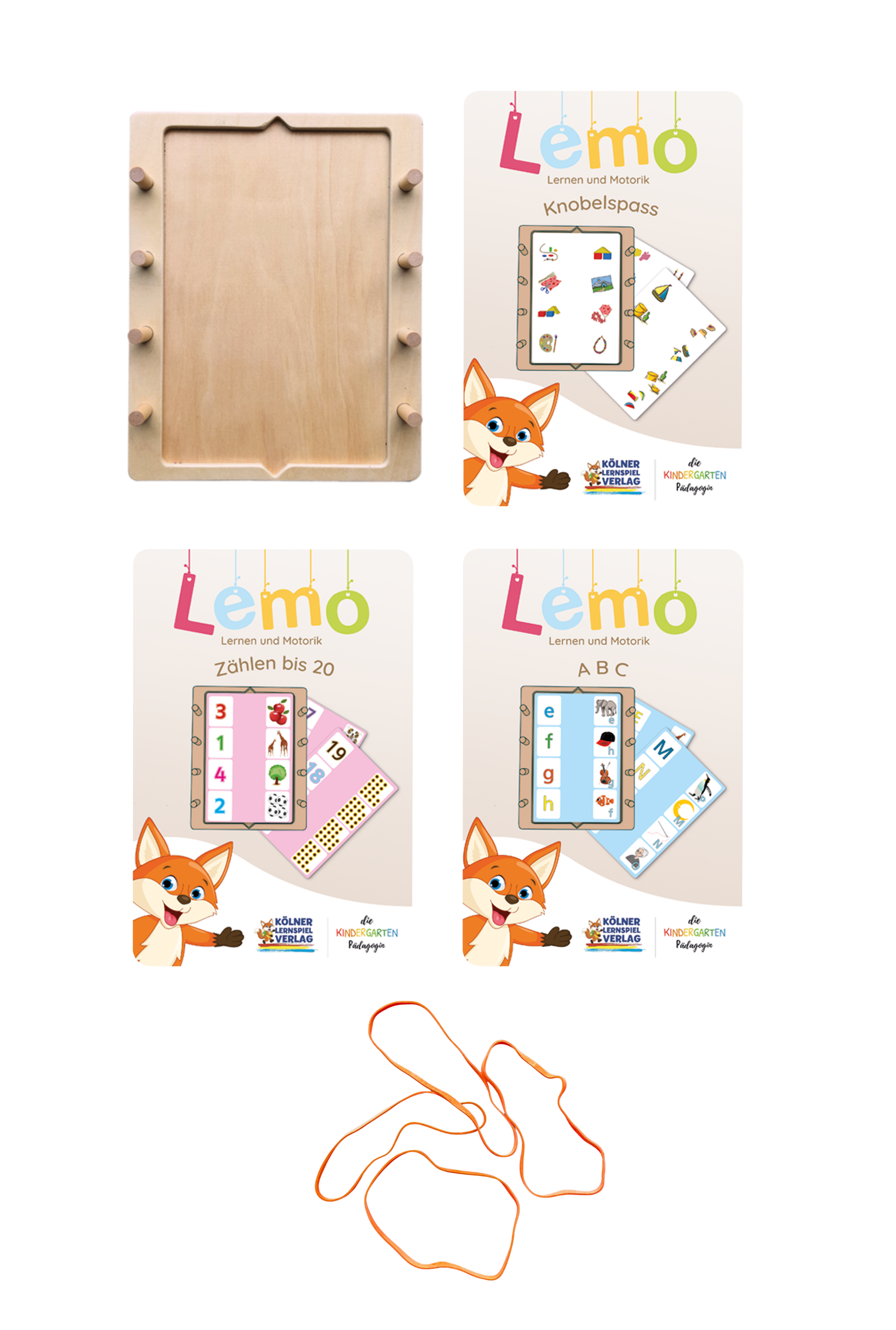 Lemo Starterset ab 5 Jahren mit Holzrahmen und 3 Kartensätzen vom Kölner Lernspielverlag