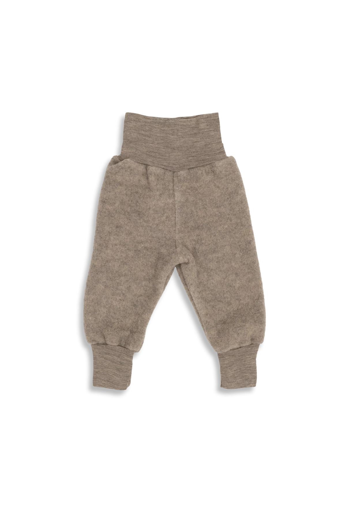 Pantalon bébé en laine polaire avec ceinture nombril | noyer