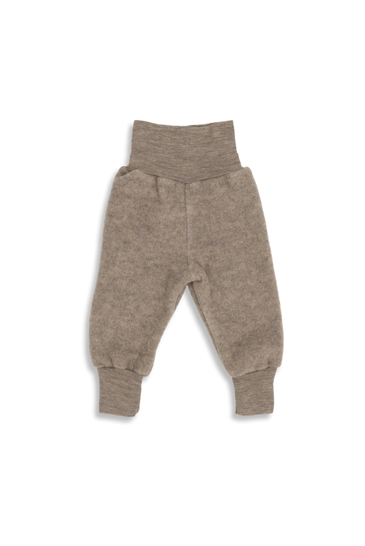 Wollfleece Baby-Hose mit Nabelbund | walnuss