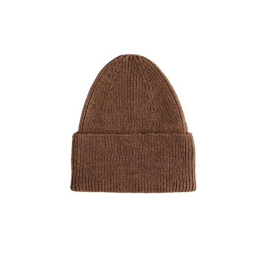 Braune Strickmütze mit umgeschlagenem Saum, Adult Beanie Fonzie in Mocha